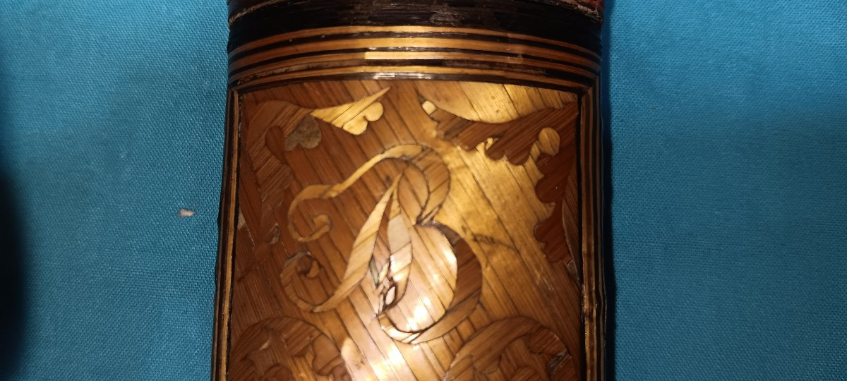 Etui marquetterie de paille XIX siècle-photo-2