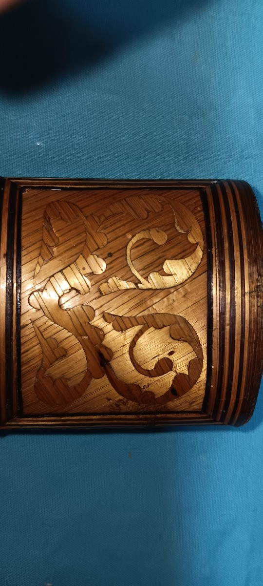 Etui marquetterie de paille XIX siècle-photo-3