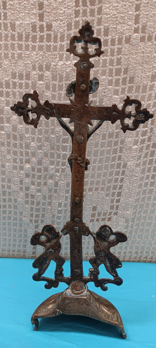 Bronze Crucifix From Lorraine - 18th Century-photo-2