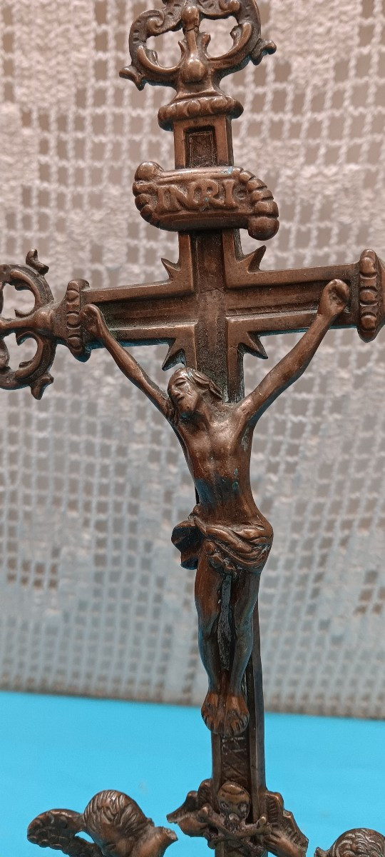 Bronze Crucifix From Lorraine - 18th Century-photo-3