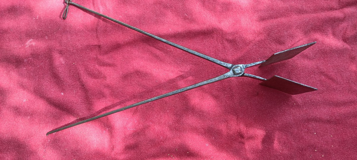 Moule à oublies de mariage fer forgé XIX siècle - daté 1850-photo-3