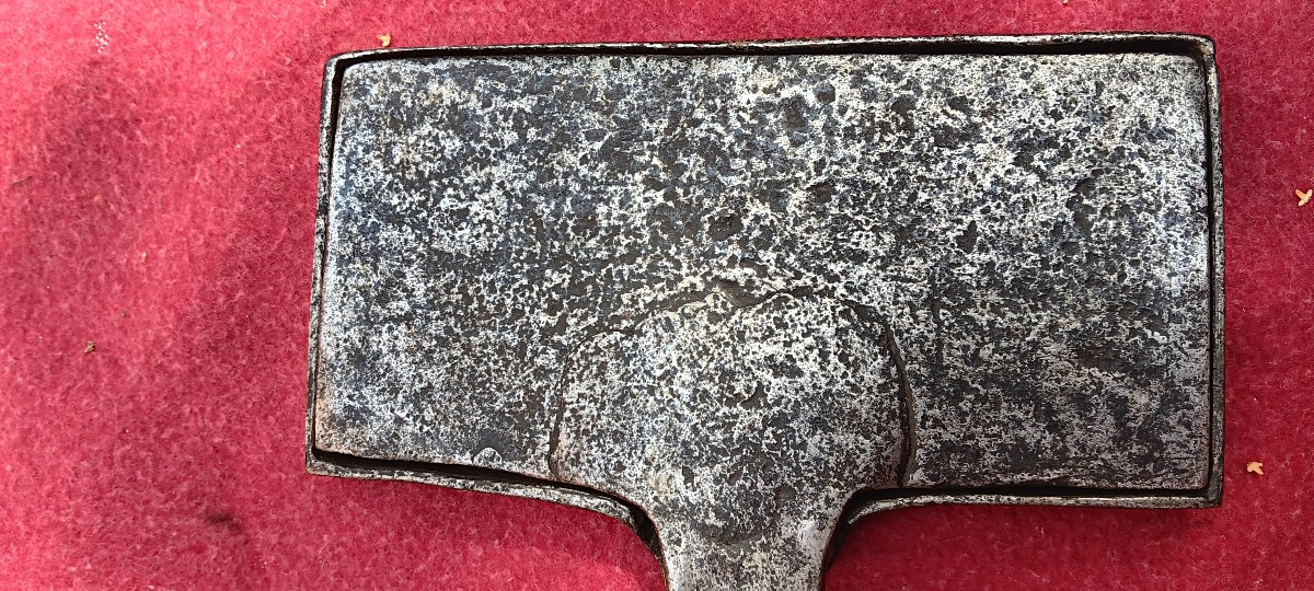 Wrought Iron Wedding Waffle Mold - 19th Century, Dated 1802-photo-4