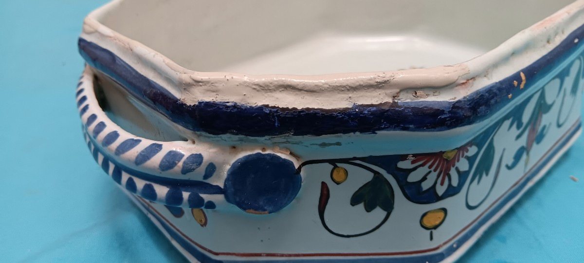 Petite jardinière en faience de Sinceny? Rouen? XVIII siècle-photo-3