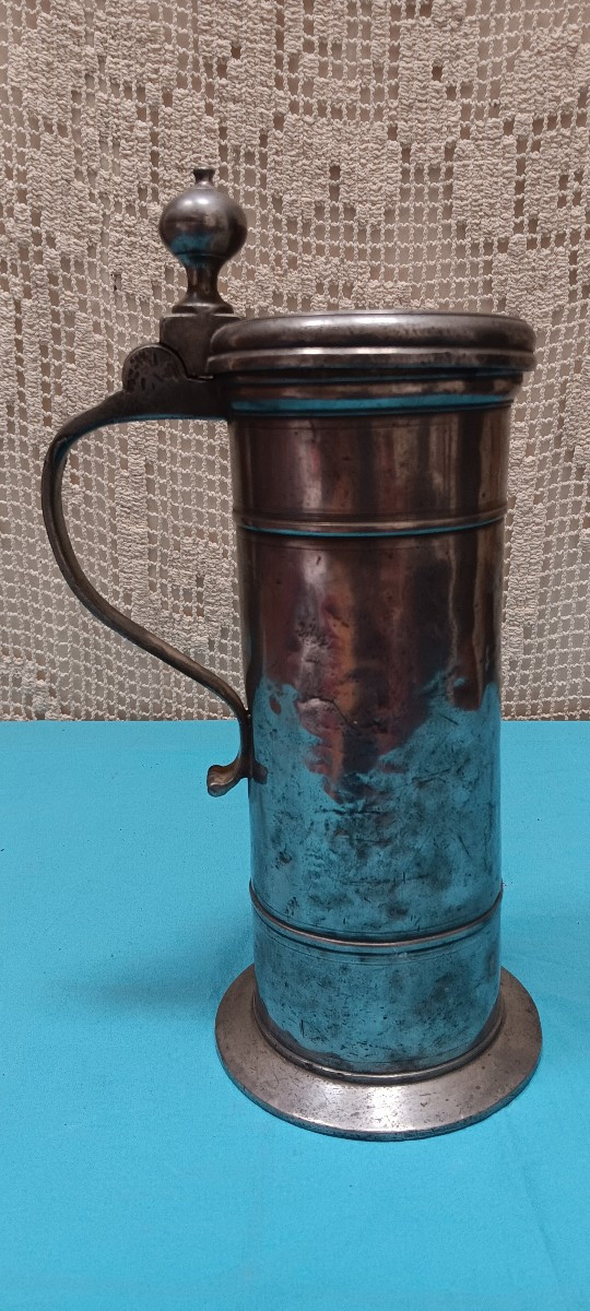 Grande chope étain allemande début XIX siècle datée 1825-photo-2