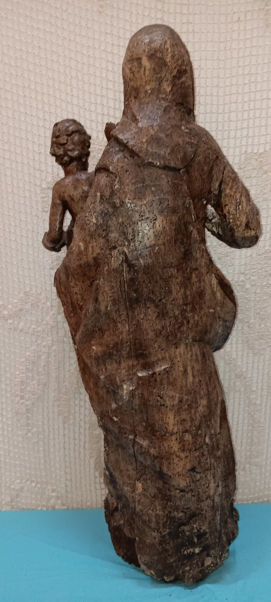 Vierge à l'enfant en bois sculté - XVIII siècle-photo-2