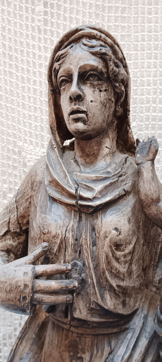 Vierge à l'enfant en bois sculté - XVIII siècle-photo-2