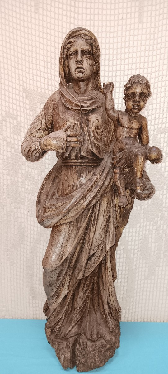 Vierge à l'enfant en bois sculté - XVIII siècle