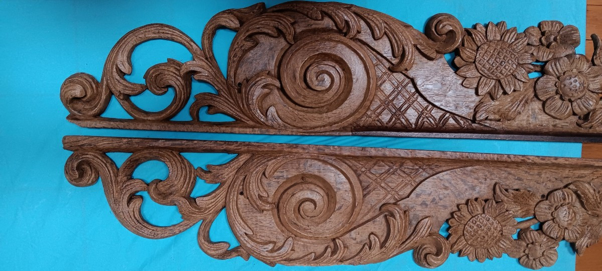 Paire de scultures symétriques en  chêne - XVIII siècle-photo-1