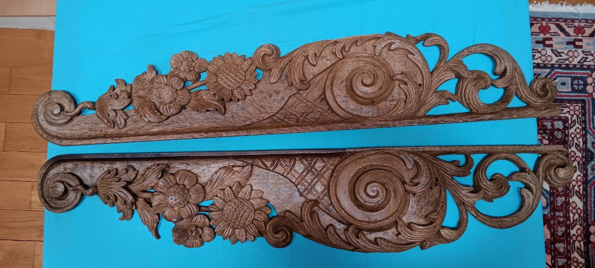 Paire de scultures symétriques en  chêne - XVIII siècle
