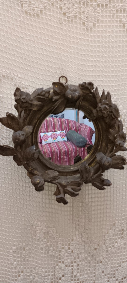 Petit Miroir circulaire d'époque LOUIS XV