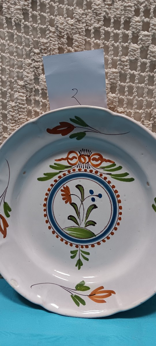 Four Epinal Plates With Flowers - Late 18th, Early 19th Century-photo-3