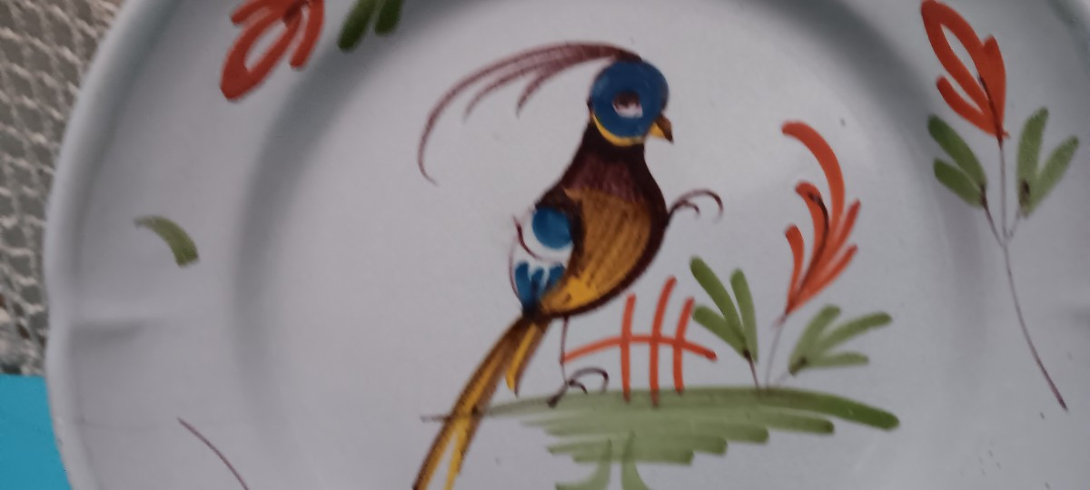 Assiette d'Epinal à l'oiseau - Fin XVIII, Début XIX siècle-photo-3