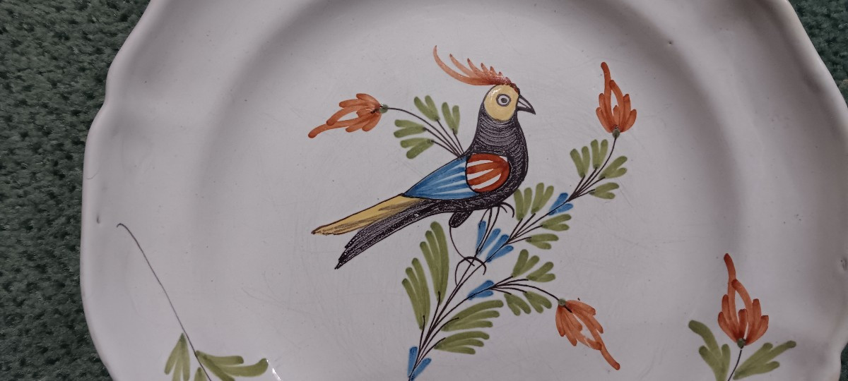 Assiette de Rambervillers (Vosges) à l'oiseau - Fin XVIII siècle-photo-3