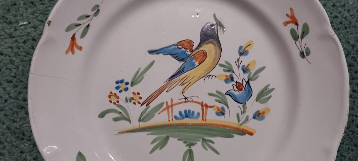 Pair Of Lunéville Plates With A Bird Motif - Late 18th, Early 19th Century-photo-4