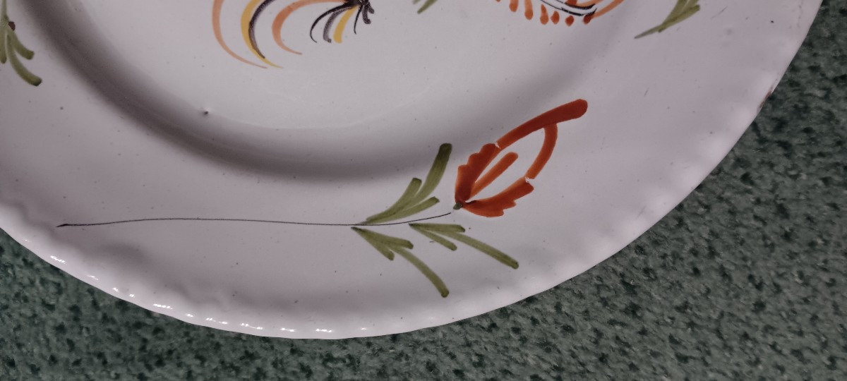 Plate Of Rambervillers (vosges) With Rooster - Late 18th Century-photo-4