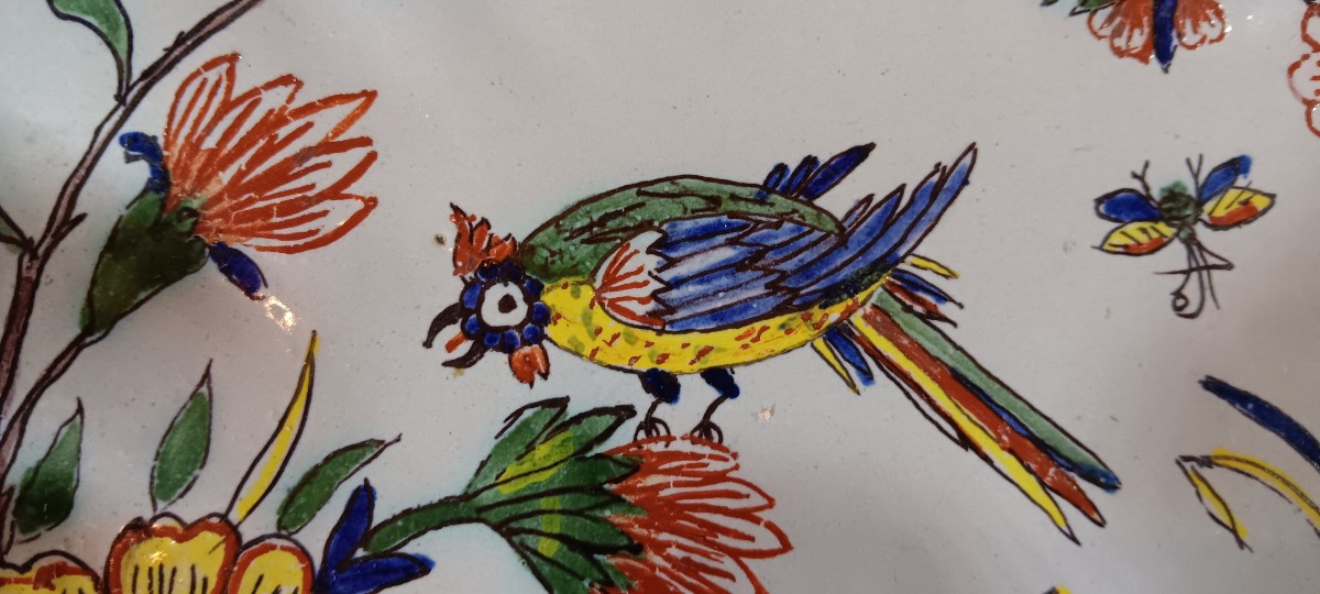 Petit plat creux de Rouen à la corne d'abondance - XVIII siècle-photo-1