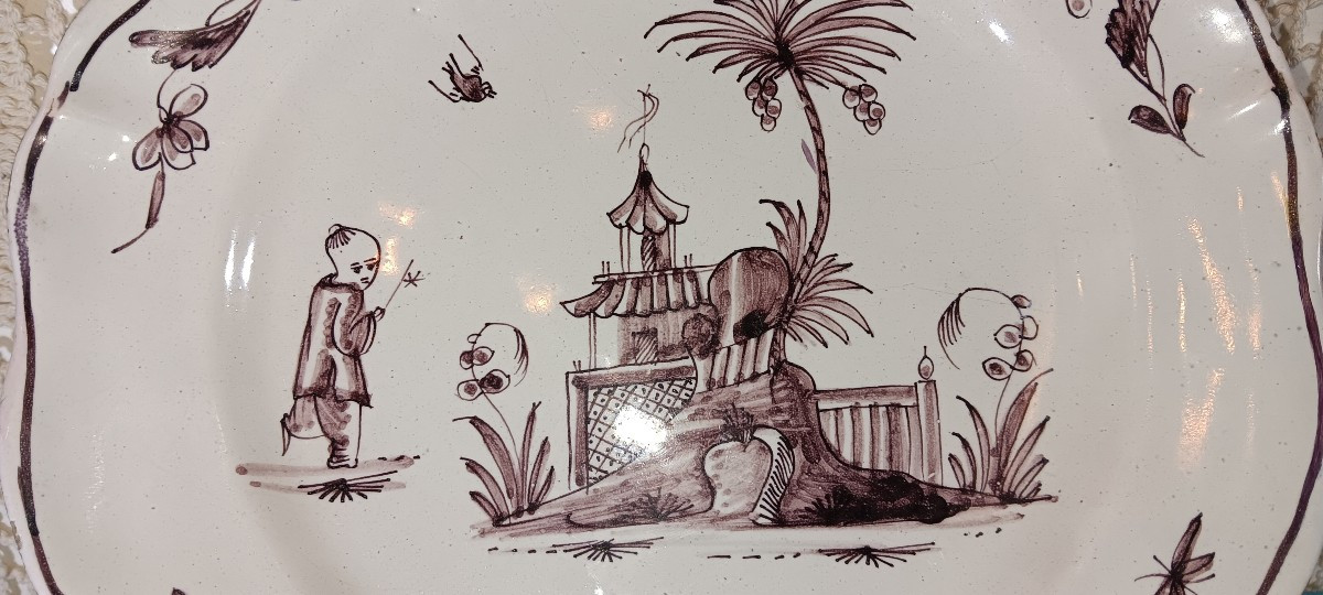 Assiette manganèse au chinois de St Omer - XVIII siècle-photo-3