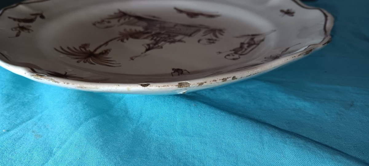 Assiette manganèse au chinois de St Omer - XVIII siècle-photo-4