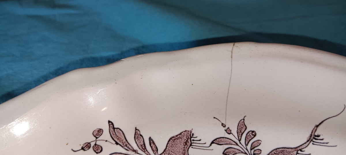 Assiette manganèse au chinois de Lunéville - XVIII siècle-photo-1