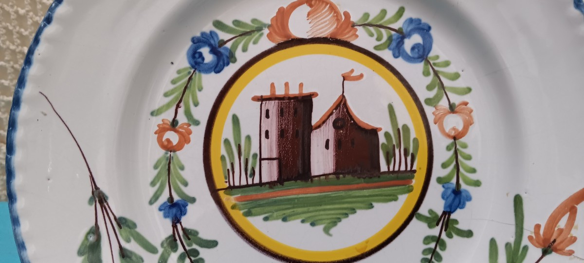 Assiette de Rambervillers (Vosges) à la petite maison - Fin XVIII, Début XIX siècle-photo-3