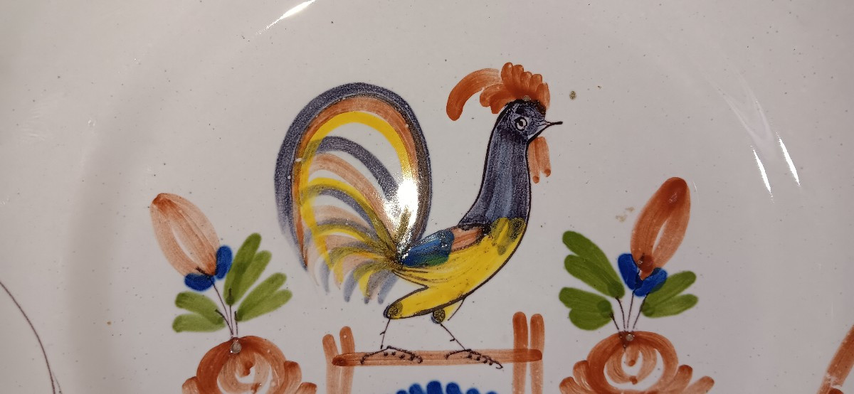 Assiette de La Trouche (Vosges) au coq - Fin XVIII, Début XIX siècle-photo-3