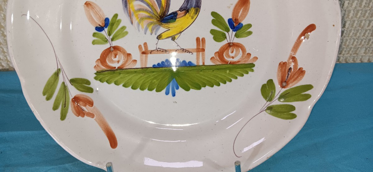 Assiette de La Trouche (Vosges) au coq - Fin XVIII, Début XIX siècle-photo-4