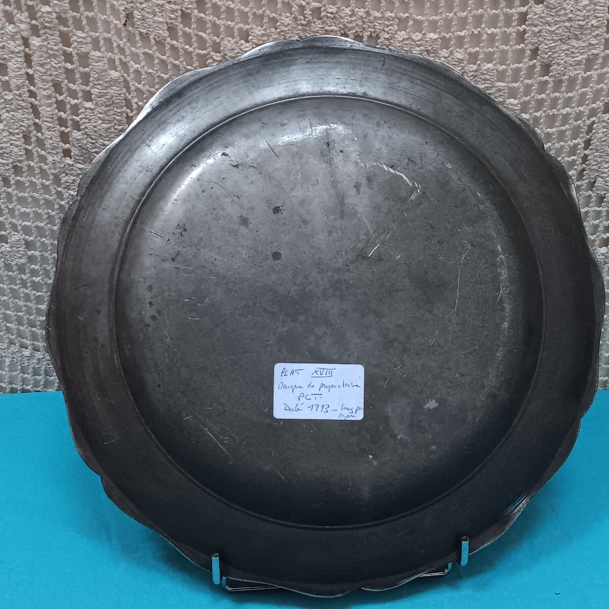 Pewter Dish Dated 1773 - 18th Century-photo-2