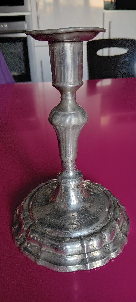Pair Of Pewter Candlesticks/torches - 18th Century-photo-6