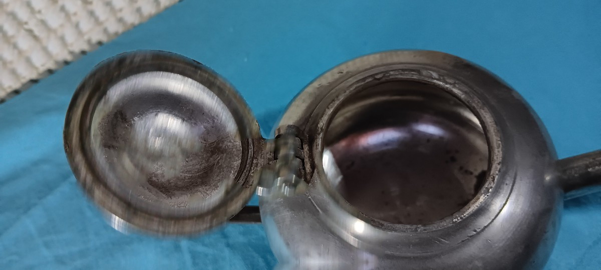 Pewter Baby Bottle/duck For Sick People - Early 20th Century-photo-1