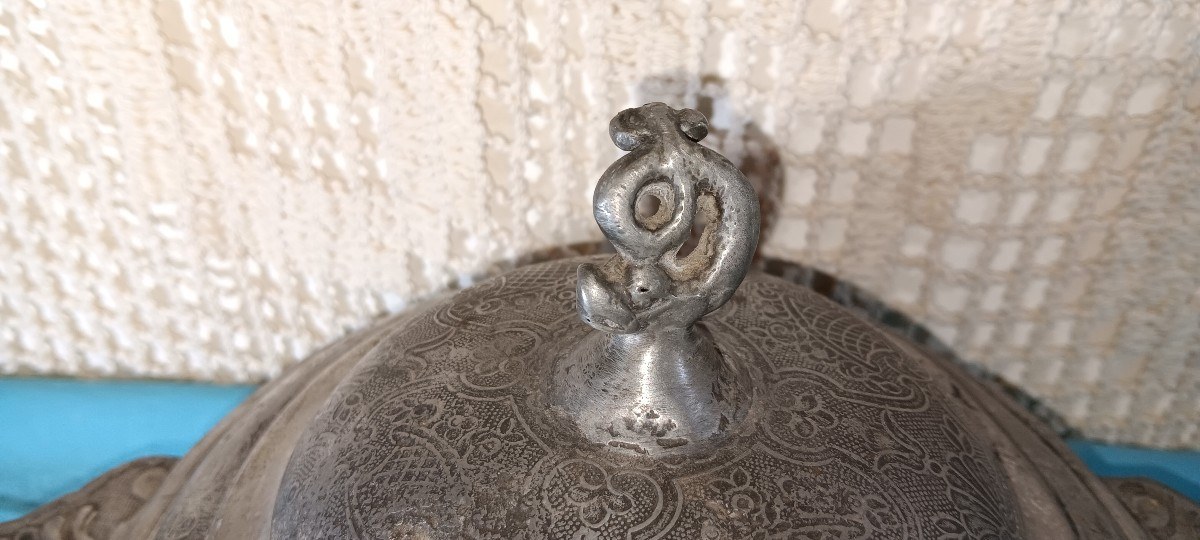 Ecuelle couverte en étain de PARIS? LISIEUX? - XVIII siècle-photo-3