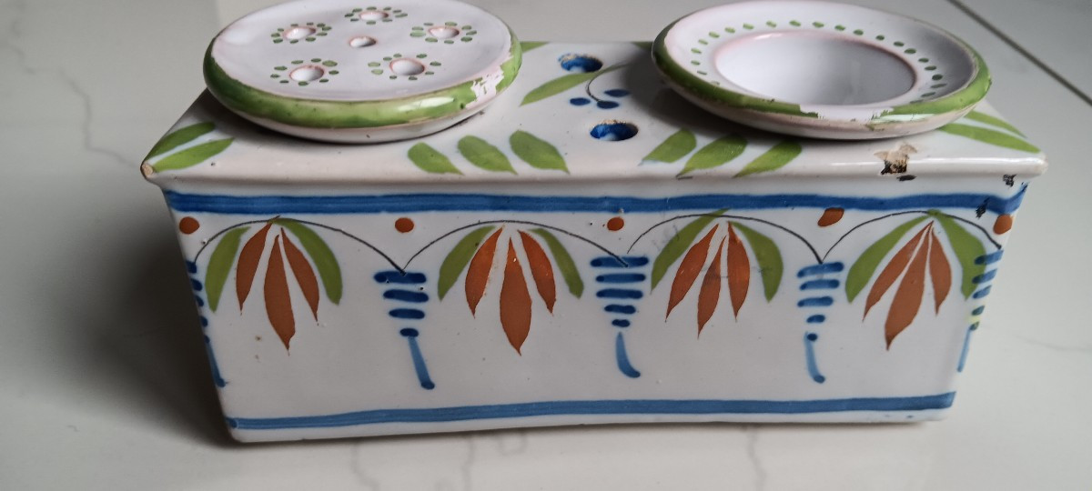 Argonne Earthenware Inkwell - Early 19th Century-photo-3