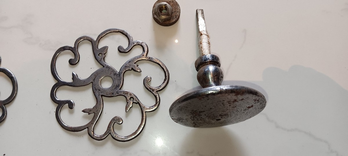Pair Of Wrought Iron Door Knobs - 18th Century-photo-4