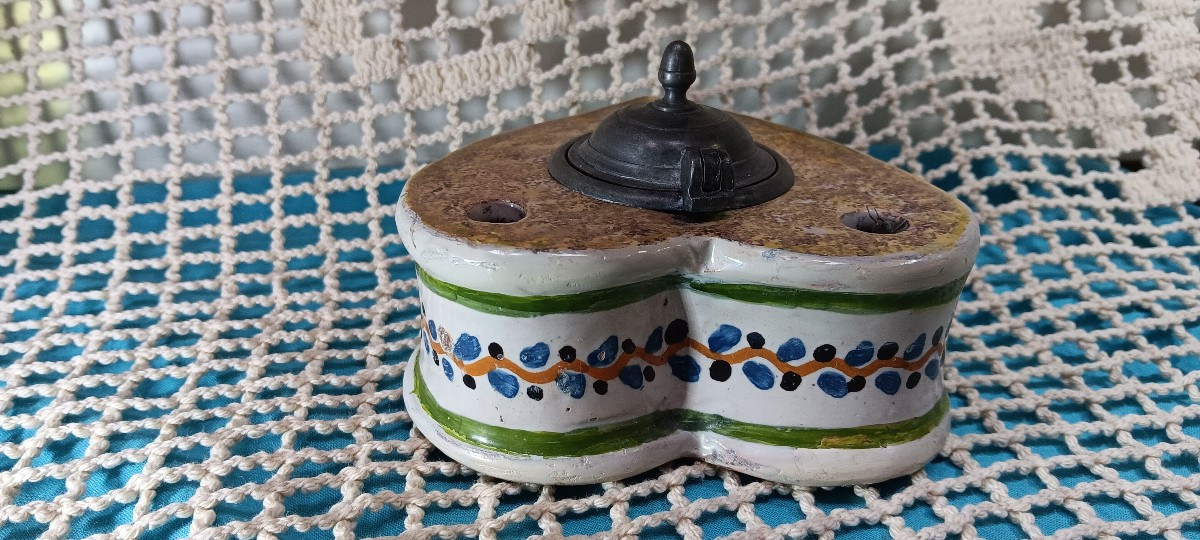 Earthenware Inkwell - Early 19th Century-photo-3