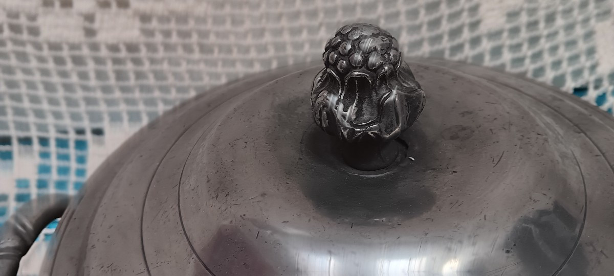 Grande soupière en étain - Début XIX siècle-photo-2