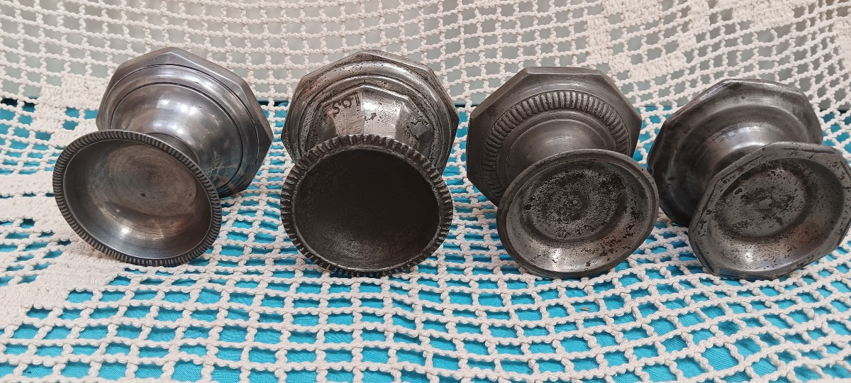 Lot de 4 salerons/salières en étain - XIX siècle-photo-3