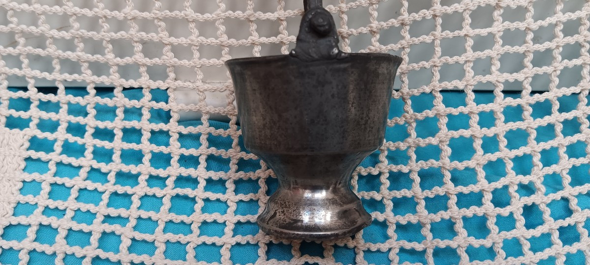 Pewter Bedside Holy Water Font - 18th Or 19th Century-photo-1