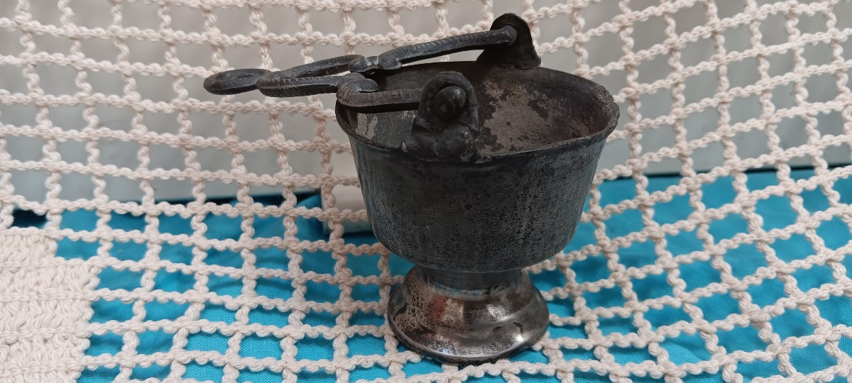 Pewter Bedside Holy Water Font - 18th Or 19th Century-photo-2