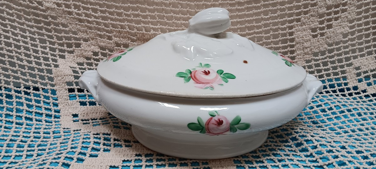 Soupière en porcelaine de Bayeux - XIX siècle-photo-2