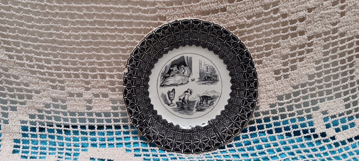 Lot de 4 assiettes de Sarreguemines - Fin XIX siècle-photo-2