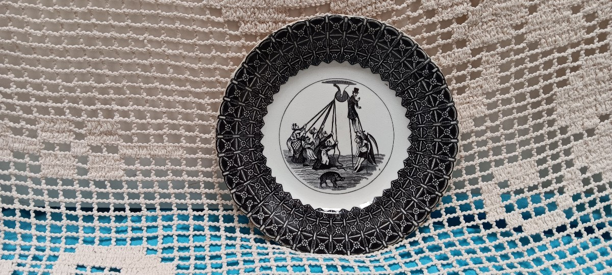 Lot de 4 assiettes de Sarreguemines - Fin XIX siècle-photo-4