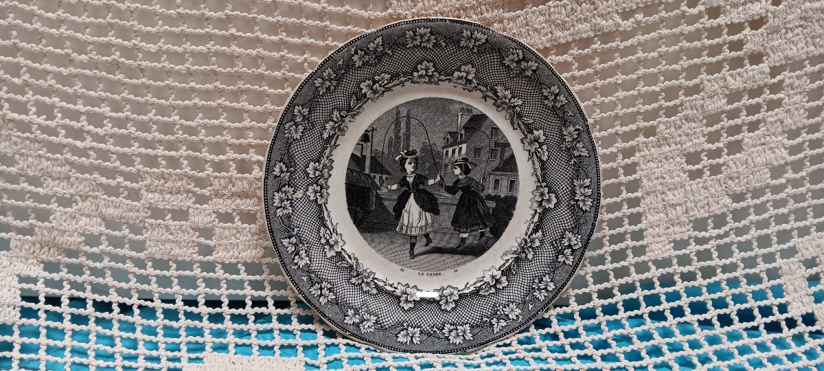 Lot de 4 assiettes de Sarreguemines - Fin XIX siècle-photo-2