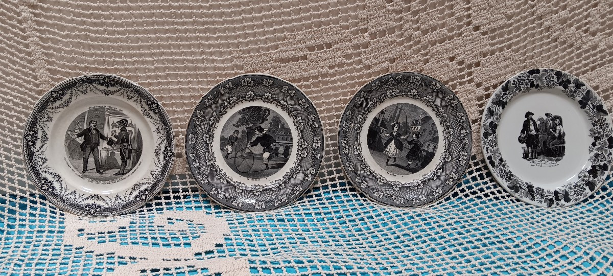 Lot de 4 assiettes de Sarreguemines - Fin XIX siècle