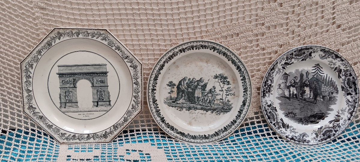 Lot 3 assiettes de Creil - Début XIX siècle