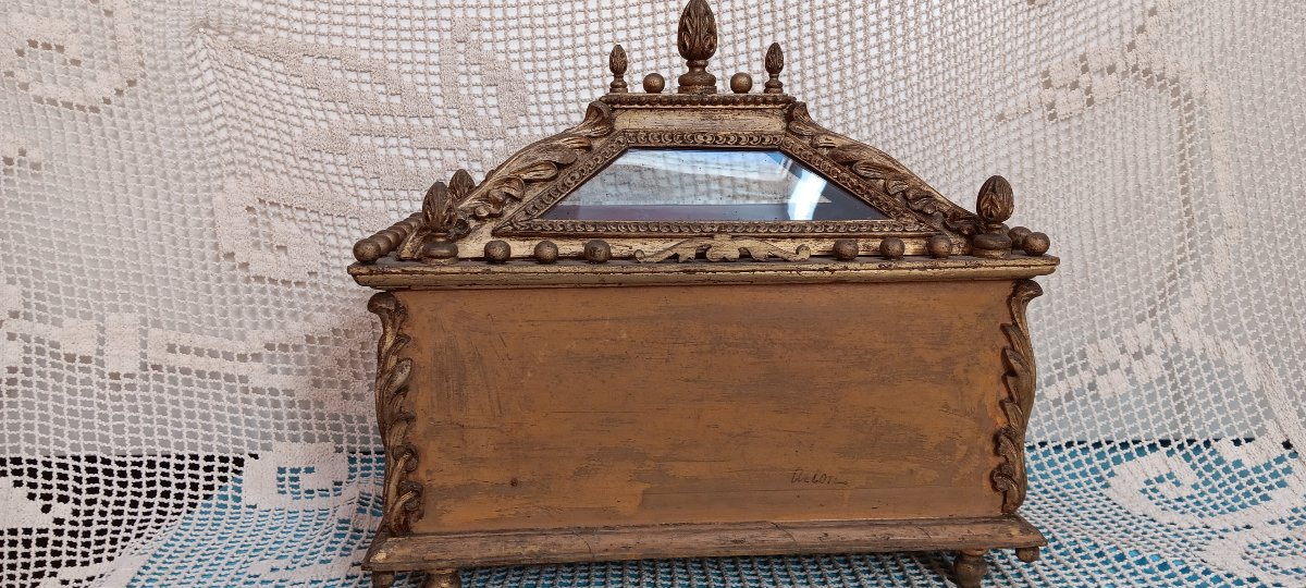 Gilded Wooden Hunting Scene/reliquary, Late 18th Or Early 19th Century-photo-3