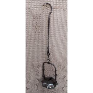 Lampe huile de mineur fer forgé - fin XVIII ou XIX siècle