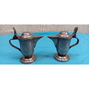 Liturgical Pewter Cruets - 18th Or 19th Century