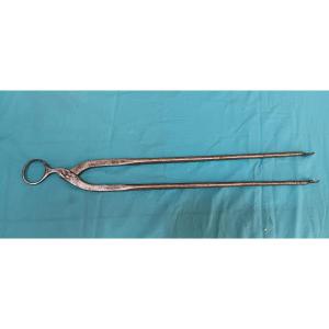 Wrought Iron Fire Tongs - 19th Century