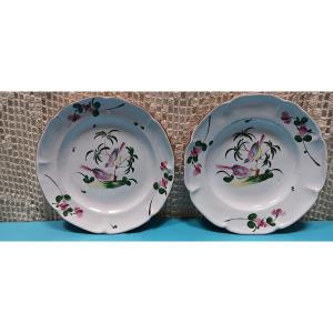Paire d'assiettes des Islettes  ou Lunéville,  début XIX siècle