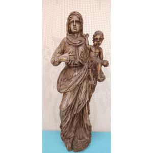 Vierge à l'enfant en bois sculté - XVIII siècle