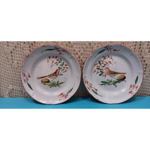 Paire d'assiettes à l'oiseau de Toulouse